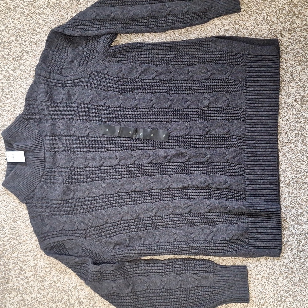 NWT Gray BR mockneck cable knit sweater